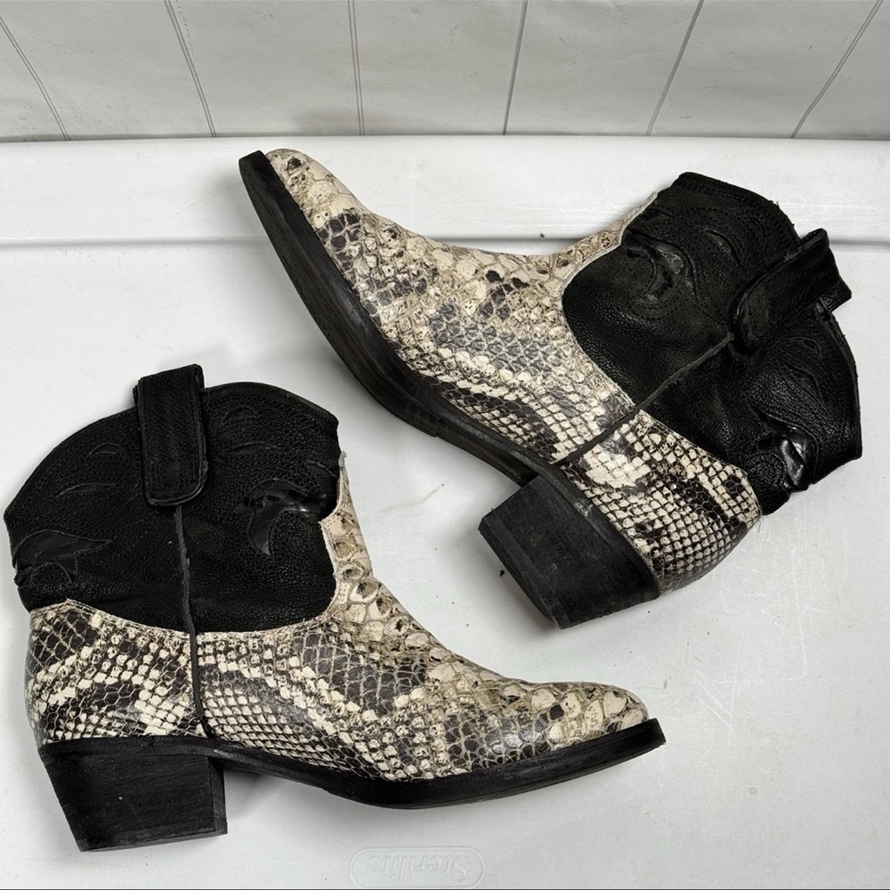 Sam Edelman Snakeskin Print Ankle Boots‎ Western Cowgirl Boho Rodeo Concert 6.5M - Picture 6 of 9